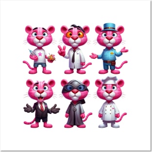 Cute Pink Panther Professions Posters and Art